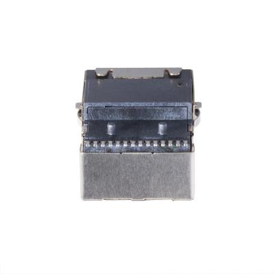 China DURABLE INPUT SMD SIDE TRANSFORMER SERIES Flame Retardant RJ FEMALE CONNECTOR WITH LED for sale