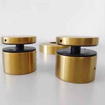 China Modern Solid Stainless Steel Round Satin Gold Brass Glass Standoff Glass Fence Pin for sale