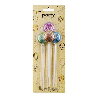 China Beautiful Handmade Happy Birthday Round Shape Colorful Long Candles For Birthday Cake Decoration Handmade Candle Suction Card Custom Packaging for sale