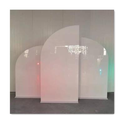 China Durable Customized Acrylic Arch Wedding Backdrop White / Pink Wall Set For Birthday Decoration for sale