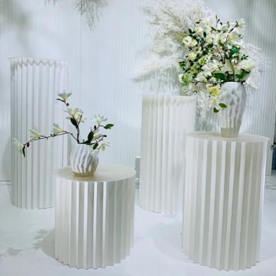 China Paper Folding Pedestals Dessert Table Display Roman Column Creative Round Wedding Durable Events Party Decoration Gift for sale