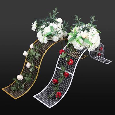 China European wedding props iron wave road lead wedding party supplies artificial flower stands pedestals for wedding stage decoration for sale