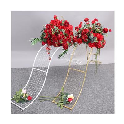 China Durable Wedding Supplies Artificial Flower Stands Wedding Props Iron Wave Road Lead Pedestals For Wedding Stage Decoration for sale