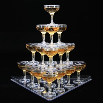 China Waterproof wedding hotel party champagne tower three-layer triangle bowl cup tower props champagne tower non-toxic for sale