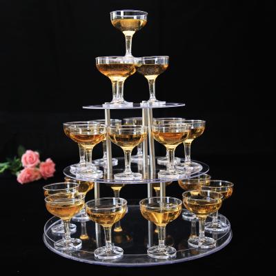 China New Non-Toxic Wedding Props Three-Layer Round Wine Tower Light Champagne Cup Tower Wedding Hotel Layout Tower for sale