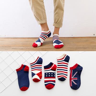 China Lightweight Cheap Youki Flag Pattern Mens Cotton Socks Wholesales for sale