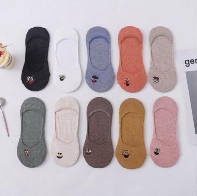 China New Women's Socks Ten-color Invisible QUICK-DRY Cotton Spring HF Funny Embroidery Sesame Street No Show Socks for sale