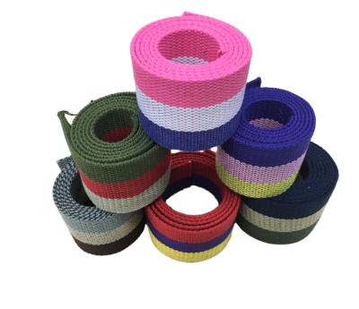 China Slipper Webbing 6cm7cm Polyester Elastic Tricolor Canvas Cotton Colored Webbing Belt Material Custom Made for sale