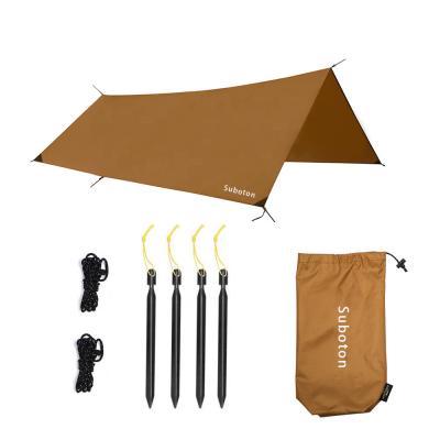 China Camouflage/field game camping tarp tent beach picnic wind and rain fly shelter outdoor ultra light square backpack for sale