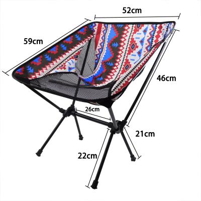 China Outdoor Aluminum Alloy Portable Folding Camping Back Fishing Chair Moon Chair Ethnic Color Beach Chair Plus Long Style for sale