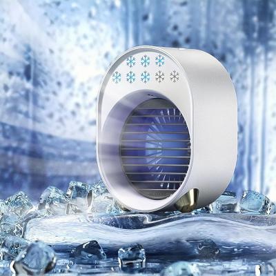 China Mini Usb Air Conditioning Cool Mist Humidifier Fan Small Humidification Water Cooler With Night Light Office Bedroom for sale