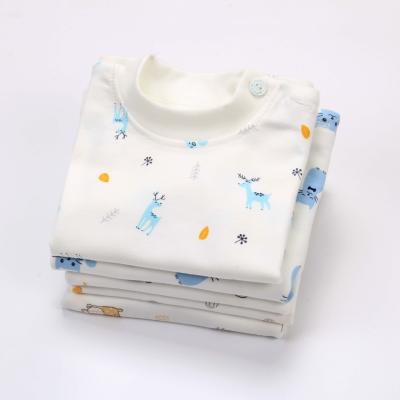 China Breathable Spring And Summer Long Sleeves Print High Quality Organic Cotton Round Collar Baby T-Shirts for sale