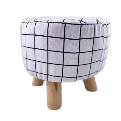 China New Fashion Custom Design Stool China Style Simple Fabric Pattern/Pine Fabric Living Room Shoes Changing Adjust Storage Ottoman for sale