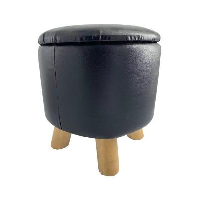 China China Factory Wholesale Storage Simple And Stylish Design Leather Shoes Changing Storage Ottoman Round Stool For Bathroom for sale