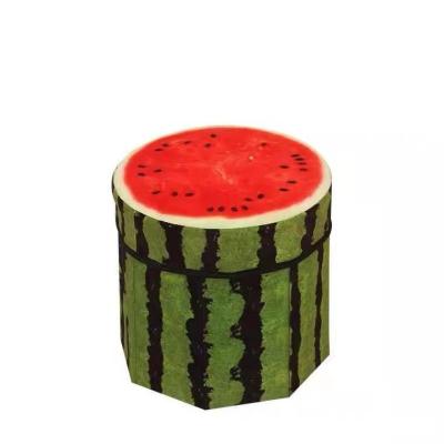 China Watermelon Pattern Shoes Round Storage Foldable Ottoman Fashion Design Fruit Foldable Hot Selling Custom Series For Living Room for sale