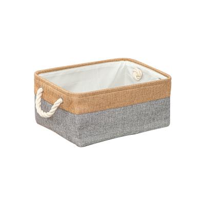 China Factory Direct Supply Folding Cotton Rope Handle Storage Basket Toy Storage Quilting Rectangular Basket for sale