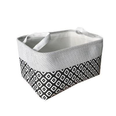 China Hot Selling Popular Canvas Quilting Rectangular Basket Folding Cotton Rope Handle Storage Basket Sundries Storage Basket for sale