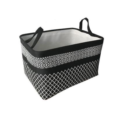 China Factory direct supply folding cotton rope handle storage canvas quilting basket, rectangular folding storage basket for sale