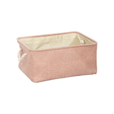 China Direct Canvas Basket Handle Cotton Rope Folding Rectangular Daily Necessities Storage Basket for sale