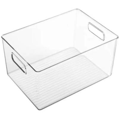 China New Arrival Storage Box Kitchen Container Fridge Organizer PET Folding Plastic Transparent Food Storage Bin for sale