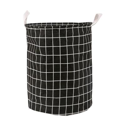 China Color Minimalist Classic Waterproof Round Bucket Laundry Basket Foldable Dirty Cloth Basket for sale