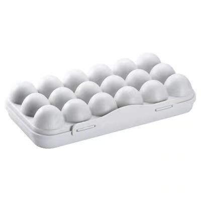 China Fresh-keeping18 Viable Anti-collision Compartments Household Refrigerator Plastic Egg Storage Box With Cover In Kitchen for sale