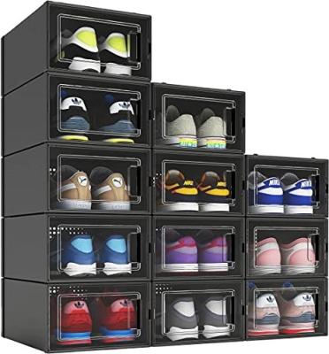 China New Fashion Design Shoe Storage Box Clear Stackable Plastic Organizer Viable Wholesale Acrylic Magnetic Case Holder for sale