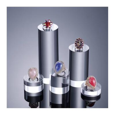 China Jewelry Disply Custom Eco-Friendly Ring Necklace Jewelry Organizer Clear Acrylic Cylinder Jewelry Display Supplies for sale