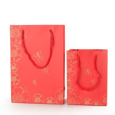 China Recyclable Custom Printed Your Own Logo Luxury Brown Red Gift Packaging Shopping Paper Bags With Handles for sale