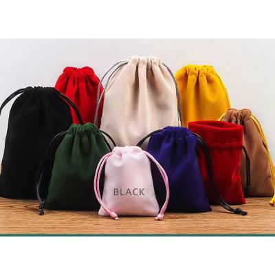 China Large Capacity Custom Logo Velvet Jewelry Cosmetics Pouch Drawstring Pocket Small Storage Bag for sale