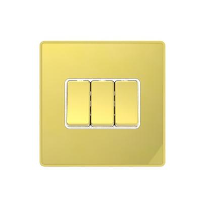 China High Quality CN Extend Stainless Steel Finish 10 A British Standard 3gang UK Wall Switch for sale