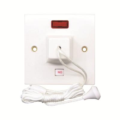 China 45A pull switch with (British standard white range) 86mmx86mm neon for sale