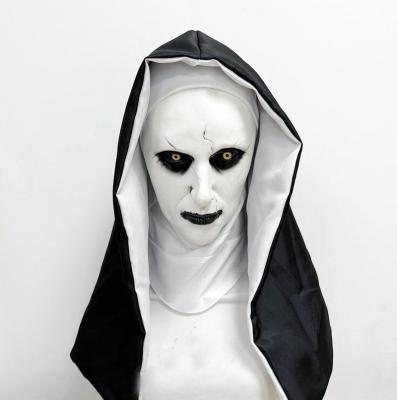 China Realistic Evil Nun Festival Celebration Full Head Mask With Headscarf Nun Creepy Mask Cosplay Costume Horror Movie Mask For Halloween Cosplay for sale