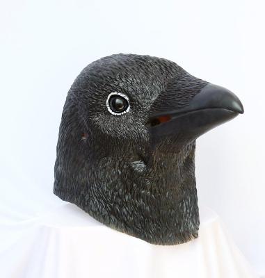 China Festival Celebration Crow Black Latex Mask Animal Head Bird Halloween Costume Raven Reaper Dress Props Full Head Mask For Adult for sale