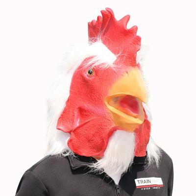 China Festival Celebration Latex Rooster Animal Head Mask For Novelty Funny Latex Hat Mask Halloween Costume Cosplay Rooster Animal Head Mask The Full for sale