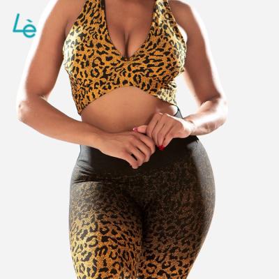 China Yoga Top Women Gym Sports Bra Women Fitness Leopard Running Breathable Sports Bras for sale