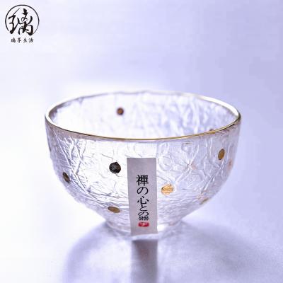 China High Borosilicate Glass Disposable Tea Cups With Gold Rim Mini Drinking Glass for sale