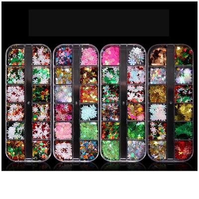 China 3D Airplane/Glitter Nail Art Sequins Colorful 12 Grid Christmas Confetti Glitter For DIY Design Face Body Makeup Christmas Decorations for sale