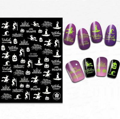 China Halloween Pumpkin Ghost Nail Sticker 3D Nail Decal Manicure Back Glue Decal DIY Art Stickers Manicure Decal Paper Luminous Decoration for sale