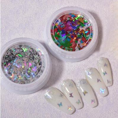 China Fashion 4 Newest Nail Art DIY Colorful 3D Bottles Nail Art Sequins Holographic Glitter Butterfly Shaped Patches Nail Art Decoration DIY for sale