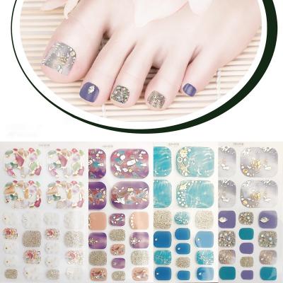 China Nail Art DIY Toenail Polish Strips Wraps Toe Nail Stickers Glass Crystal Gold Silver Glitter 3D Rhinestone Full Diamonds Nails Decals for sale