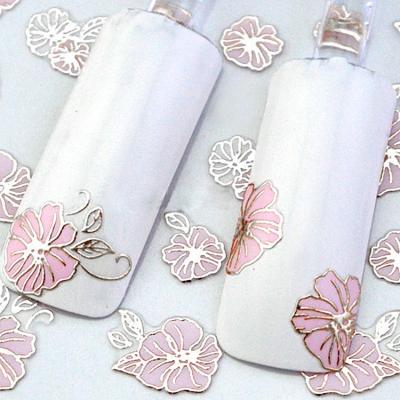 China Paper 3D Embossed Rose Floral Leaf Nail Sticker Decals Empaistic Embossed Rose Floral Adhesive Sticker for Nails Art Designs Manicure for sale