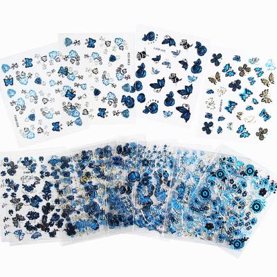 China 3D Stamp Paper Mixed Gold Butterfly Blue Designs Nail Art Decoration Sticker Decals DIY For Beauty Nail Tools Random Patterns for sale