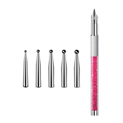 China Nail Art Drawing Dotting Tools with 5 Different Size Replacement Main Nail Art Tip Drawing Tool for Manicure DIY Art Decoration for sale