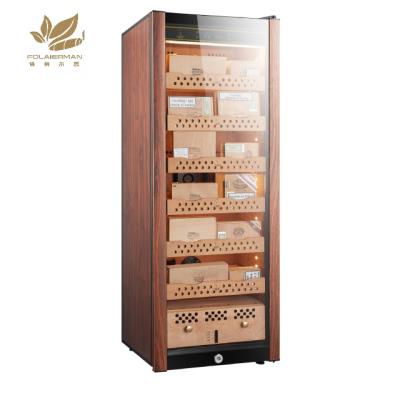 China Electric Wooden Compressor Tobacco Products Storage 1200 Count Cigar Cabinet Cooling Humidifier for sale