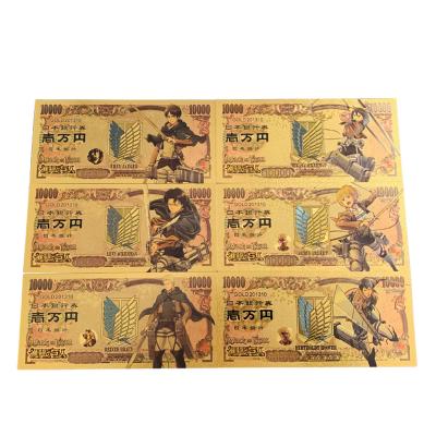 China Wholesale Simple And Modern Double Sided Printing Gold Foil Alan Attack On Titan Anime Commemorative Banknote for sale