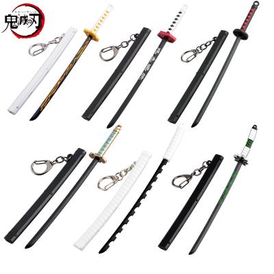 China Carry Anime Demon Slayer Blade Kamado Tanjirou Sheath II Gear Knife Sword Weapon Model Metal Keychain for sale