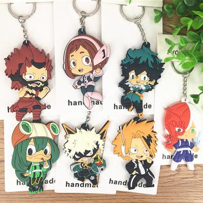 China Environmental Friendly Japan Cartoon Anime My Hero Academia Character Double Sided PVC Rubber Figures Key Chain for sale