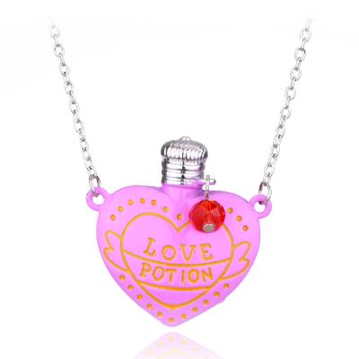 China Amulet Valentine's Day Gift Fashion Love Potion Necklace Peach Heart Love Medicine Bottle Pendant Necklace for sale