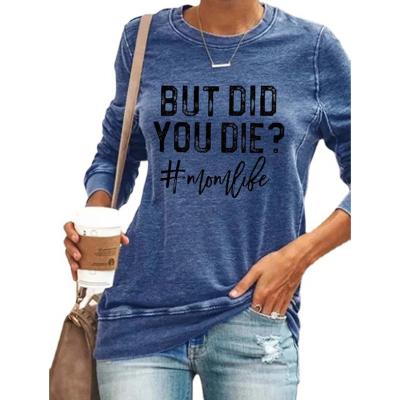 China Anti-wrinkle European and American open text printing text printing T-shirt cover drop style long-sleeved T-shirt women, women's four-color optional for sale